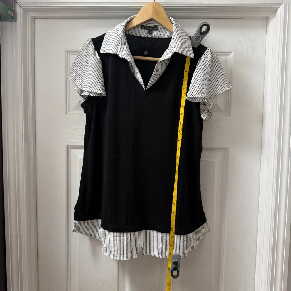 Adrianna Papell Womens Solid Knit Twofer with Printed Woven Combo Pull on size M - Picture 3 of 10